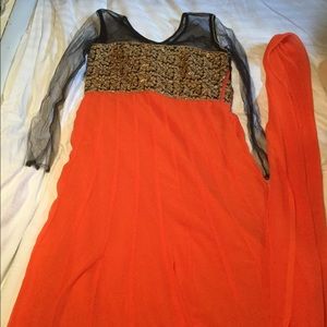 Full length Indian Anarkali dress with scarf